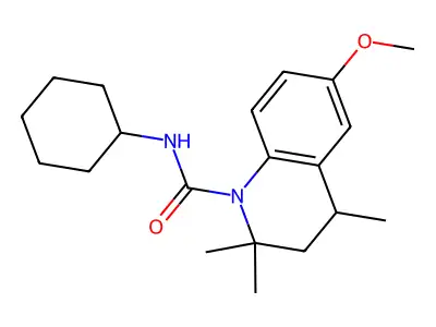 N-cyclohexyl-6-methoxy-2,2,4-trimethyl-3,4-dihydroquinoline-1(2H)-carboxamide structure