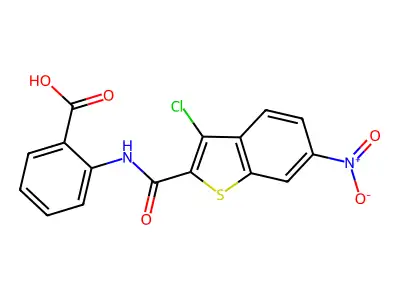 2-[(3-Chloro-6-nitro-1-benzothiophene-2-carbonyl)amino]benzoic acid structure