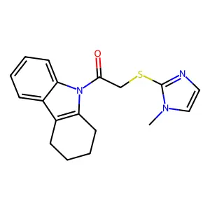 9-(((1-methyl-1H-imidazol-2-yl)sulfanyl)acetyl)-2,3,4,9-tetrahydro-1H-carbazole structure