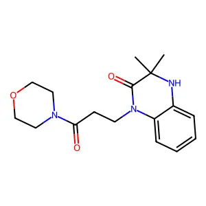 3,3-dimethyl-1-(3-morpholin-4-yl-3-oxopropyl)-4H-quinoxalin-2-one structure