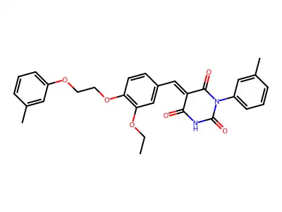 5-[[3-Ethoxy-4-[2-(3-methylphenoxy)ethoxy]phenyl]methylene]-1-(3-methylphenyl)-2,4,6(1H,3H,5H)-pyrimidinetrione structure