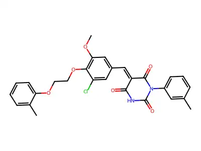 5-[[3-Chloro-5-methoxy-4-[2-(2-methylphenoxy)ethoxy]phenyl]methylene]-1-(3-methylphenyl)-2,4,6(1H,3H,5H)-pyrimidinetrione structure