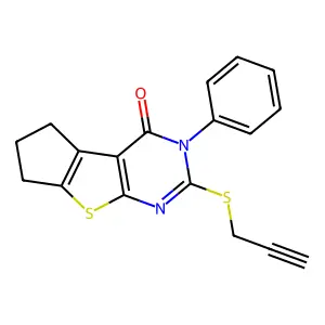 3-phenyl-2-(prop-2-yn-1-ylthio)-6,7-dihydro-3H-cyclopenta[4,5]thieno[2,3-d]pyrimidin-4(5H)-one structure