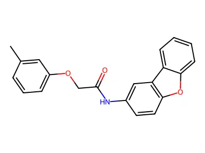 N-dibenzofuran-2-yl-2-(3-methylphenoxy)acetamide structure