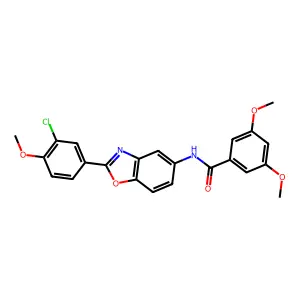N-[2-(3-chloro-4-methoxyphenyl)-1,3-benzoxazol-5-yl]-3,5-dimethoxybenzamide structure