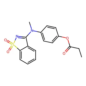 4-[(1,1-Dioxido-1,2-benzothiazol-3-yl)(methyl)amino]phenyl propanoate structure