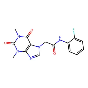 2-(1,3-dimethyl-2,6-dioxo-1,2,3,6-tetrahydro-7H-purin-7-yl)-N-(2-fluorophenyl)acetamide structure