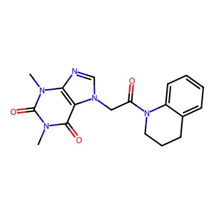 7-[2-(3,4-dihydro-2H-quinolin-1-yl)-2-oxoethyl]-1,3-dimethylpurine-2,6-dione structure