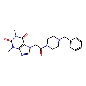 7-[2-(4-Benzylpiperazin-1-yl)-2-oxoethyl]-1,3-dimethylpurine-2,6-dione structure