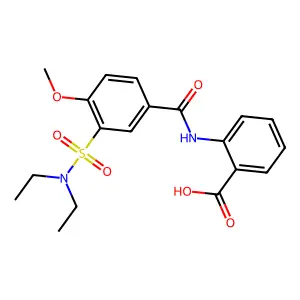 2-({3-[(Diethylamino)sulfonyl]-4-methoxybenzoyl}amino)benzoic acid structure