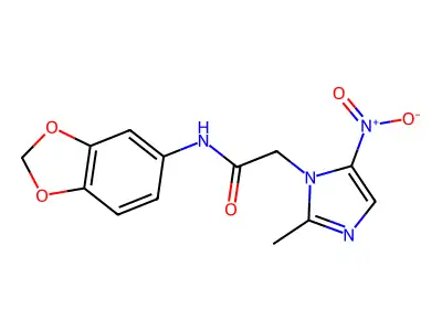 N-(1,3-benzodioxol-5-yl)-2-{5-nitro-2-methyl-1H-imidazol-1-yl}acetamide structure