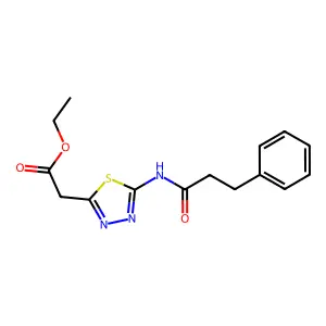 Ethyl 2-[5-(3-phenylpropanoylamino)-1,3,4-thiadiazol-2-yl]acetate structure