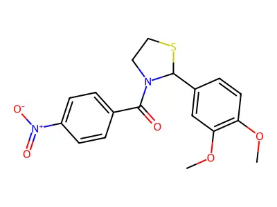 [2-(3,4-Dimethoxyphenyl)-1,3-thiazolidin-3-yl]-(4-nitrophenyl)methanone structure