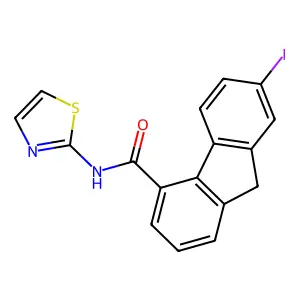 7-iodo-N-(1,3-thiazol-2-yl)-9H-fluorene-4-carboxamide structure
