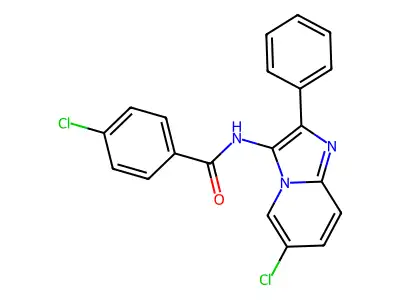 4-chloro-N-(6-chloro-2-phenylimidazo[1,2-a]pyridin-3-yl)benzamide structure