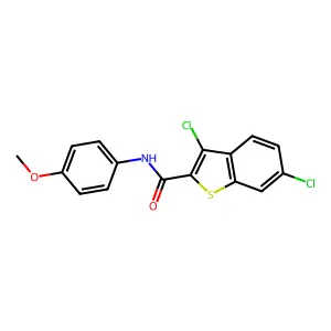 3,6-dichloro-N-(4-methoxyphenyl)-1-benzothiophene-2-carboxamide structure