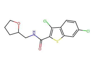 3,6-dichloro-N-(oxolan-2-ylmethyl)-1-benzothiophene-2-carboxamide structure