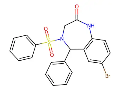 7-bromo-5-phenyl-4-(phenylsulfonyl)-1,3,4,5-tetrahydro-2H-benzo[e][1,4]diazepin-2-one structure
