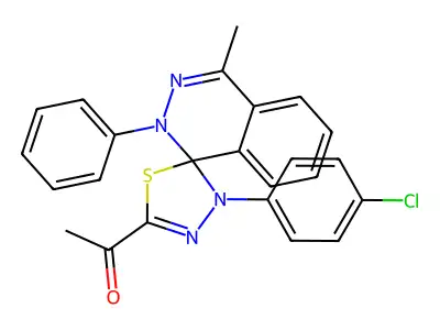 1-(3'-(4-chlorophenyl)-4-methyl-2-phenyl-2H,3'H-spiro[phthalazine-1,2'-[1,3,4]thiadiazol]-5'-yl)ethanone structure