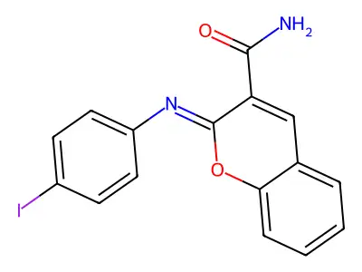 (2Z)-2-[(4-iodophenyl)imino]-2H-chromene-3-carboxamide structure