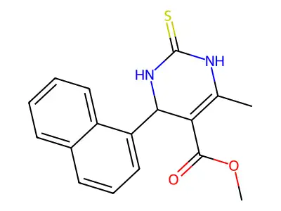 Methyl 6-methyl-2-naphthyl-4-thioxo-2H,3H,5H-3,5-diazinecarboxylate structure