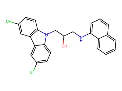1-(3,6-dichloro-9H-carbazol-9-yl)-3-(naphthalen-1-ylamino)propan-2-ol structure
