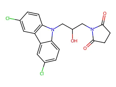 1-[3-(3,6-dichloro-9H-carbazol-9-yl)-2-hydroxypropyl]pyrrolidine-2,5-dione structure
