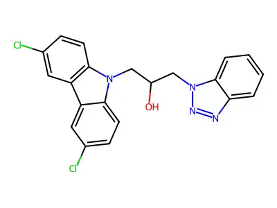 1-(1H-benzotriazol-1-yl)-3-(3,6-dichloro-9H-carbazol-9-yl)propan-2-ol structure
