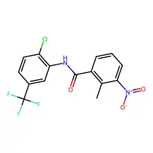N-[2-chloro-5-(trifluoromethyl)phenyl]-2-methyl-3-nitrobenzamide structure