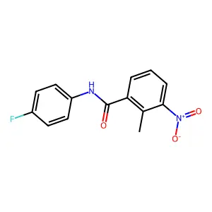N-(4-fluorophenyl)-2-methyl-3-nitrobenzamide structure