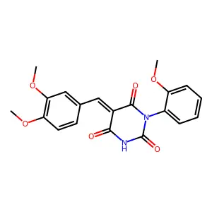 (5E)-5-[(3,4-dimethoxyphenyl)methylidene]-1-(2-methoxyphenyl)-1,3-diazinane-2,4,6-trione structure