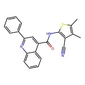 N-(3-cyano-4,5-dimethylthiophen-2-yl)-2-phenylquinoline-4-carboxamide structure