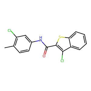 3-chloro-N-(3-chloro-4-methylphenyl)-1-benzothiophene-2-carboxamide structure