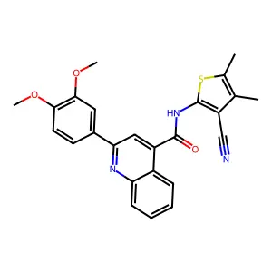 N-(3-cyano-4,5-dimethylthiophen-2-yl)-2-(3,4-dimethoxyphenyl)quinoline-4-carboxamide structure