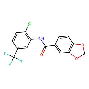 N-[2-chloro-5-(trifluoromethyl)phenyl]-1,3-benzodioxole-5-carboxamide structure