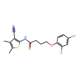 N-(3-cyano-4,5-dimethylthiophen-2-yl)-4-(2,4-dichlorophenoxy)butanamide structure