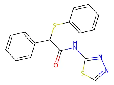 2-phenyl-2-(phenylsulfanyl)-N-(1,3,4-thiadiazol-2-yl)acetamide structure