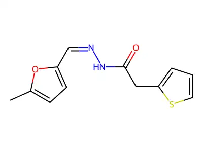(E)-N'-((5-methylfuran-2-yl)methylene)-2-(thiophen-2-yl)acetohydrazide structure