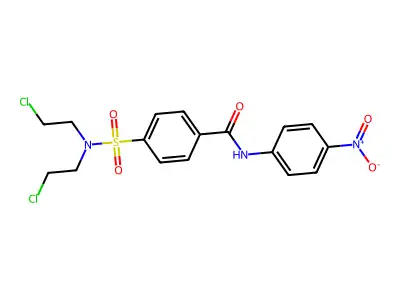 4-[bis(2-chloroethyl)sulfamoyl]-N-(4-nitrophenyl)benzamide structure