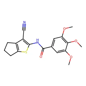 N-(3-cyano-5,6-dihydro-4H-cyclopenta[b]thiophen-2-yl)-3,4,5-trimethoxybenzamide structure
