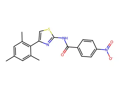 4-nitro-N-[4-(2,4,6-trimethylphenyl)-1,3-thiazol-2-yl]benzamide structure