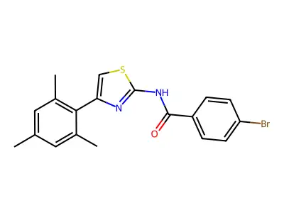 4-bromo-N-[4-(2,4,6-trimethylphenyl)-1,3-thiazol-2-yl]benzamide structure