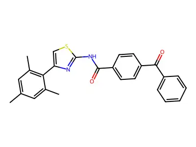 4-benzoyl-N-[4-(2,4,6-trimethylphenyl)-1,3-thiazol-2-yl]benzamide structure