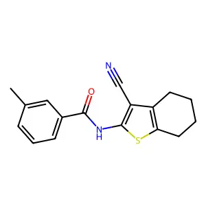 N-(3-cyano-4,5,6,7-tetrahydro-1-benzothiophen-2-yl)-3-methylbenzamide structure