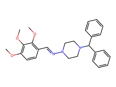 4-(diphenylmethyl)-N-[(E)-(2,3,4-trimethoxyphenyl)methylidene]piperazin-1-amine structure