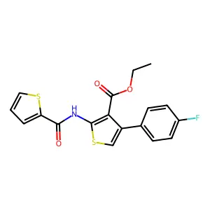Ethyl 4-(4-fluorophenyl)-2-[(2-thienylcarbonyl)amino]-3-thiophenecarboxylate structure