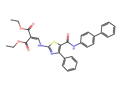 diethyl 2-(((5-([1,1'-biphenyl]-4-ylcarbamoyl)-4-phenylthiazol-2-yl)amino)methylene)malonate structure