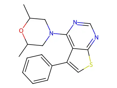 2,6-Dimethyl-4-(5-phenylthieno[2,3-d]pyrimidin-4-yl)morpholine structure