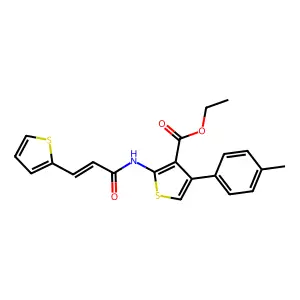 (E)-ethyl 2-(3-(thiophen-2-yl)acrylamido)-4-(p-tolyl)thiophene-3-carboxylate structure