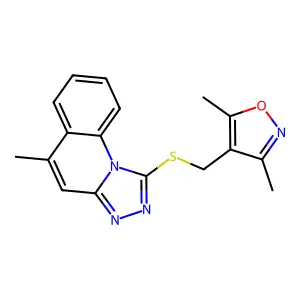3,5-dimethyl-4-(((5-methyl-[1,2,4]triazolo[4,3-a]quinolin-1-yl)thio)methyl)isoxazole structure
